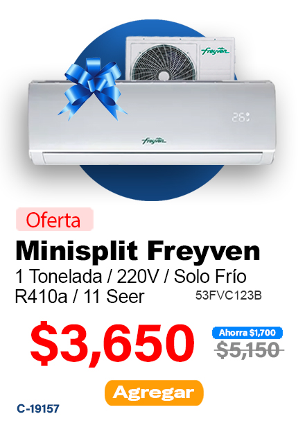 MINISPLIT FREYVEN 1.0 TON 53FVC123B 11 SEER SOLO FRIO 220V R410A