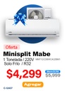 MINISPLIT MABE 1.0 TON MMT12CDBWCA32BM1 (MI1/ME1) SOLO FRIO 220V R32