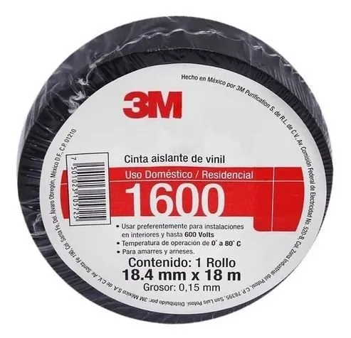 [12580] CINTA DE AISLAR PVC TEMFLEX MCA. 3M MOD. 3M600 / 3M165 18 MTS