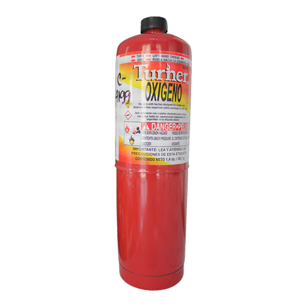 TANQUE ROJO ETIQUETA VERDE TURNER CON OXIGENO OX9C 400 GR
