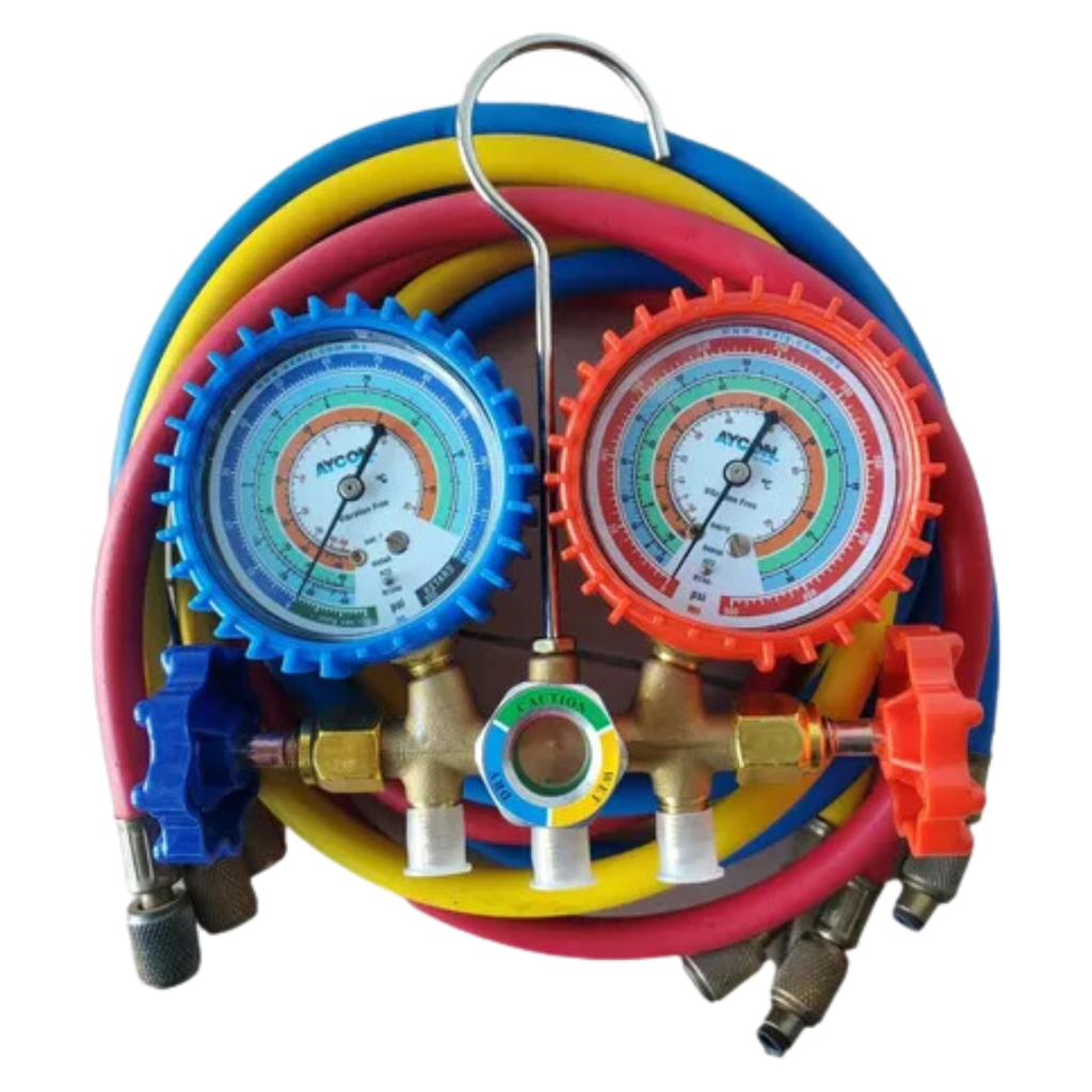 [3146] MANIFOLD AYCON AY-572GHMM R134A, R404A, R407C, R22, R507A CON MANGUERAS 72" 600 PSI