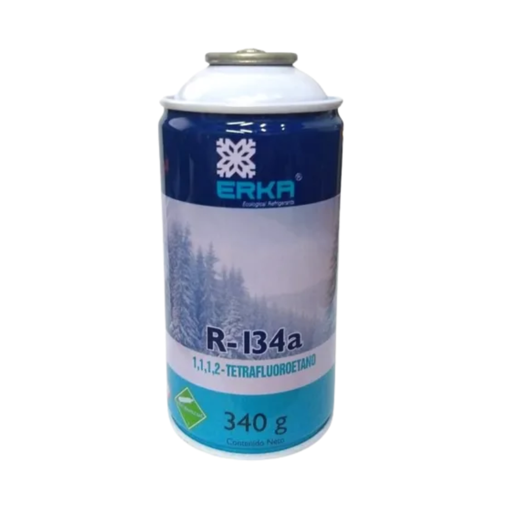 [8593] GAS REFRIGERANTE R134A 340 G DETECTOR DE FUGAS UV LATA CON PIVETE ERKA